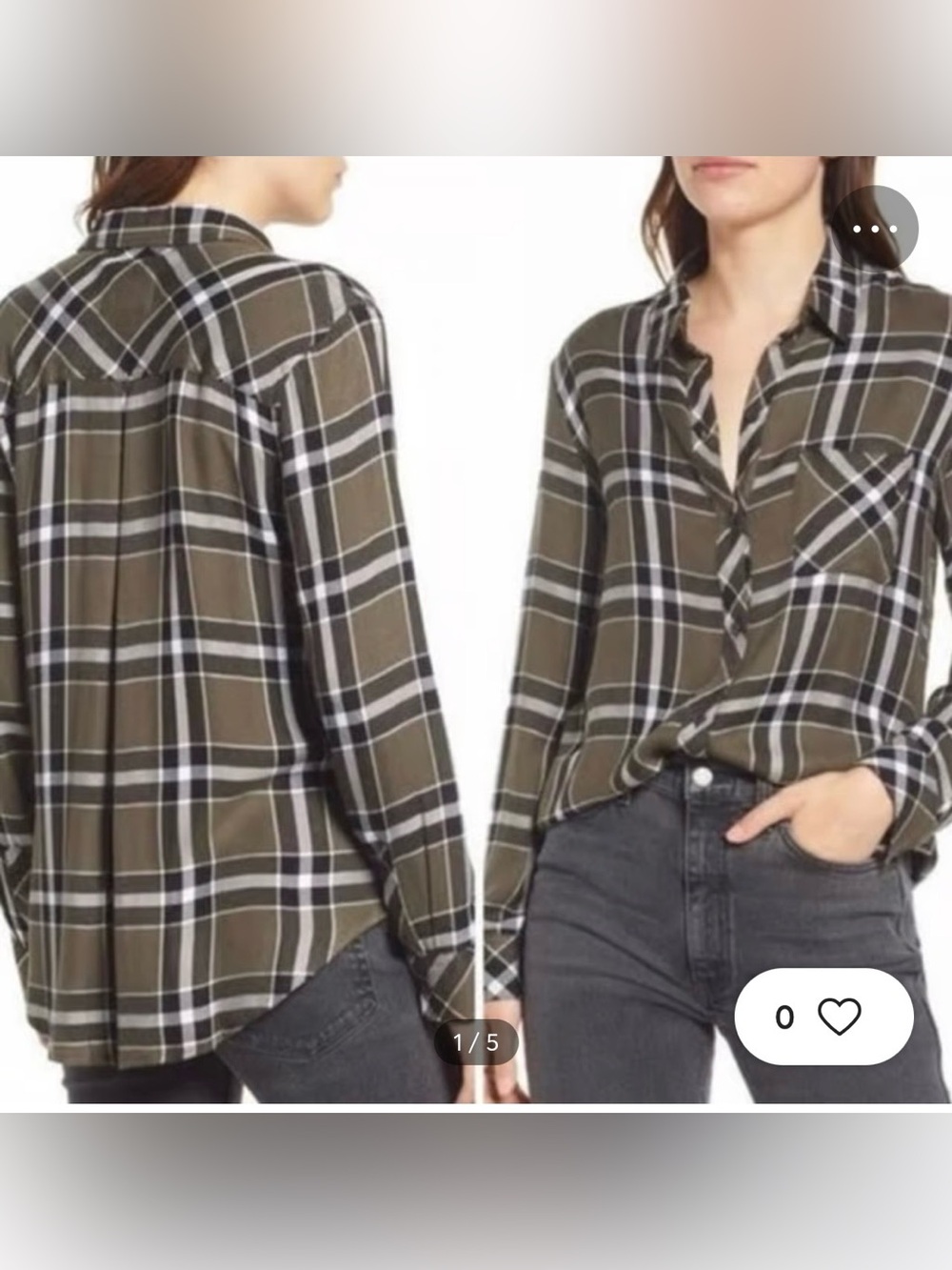 Rails Hunter Button Down shirt Kalamata/ Black / White Plaid Size medium